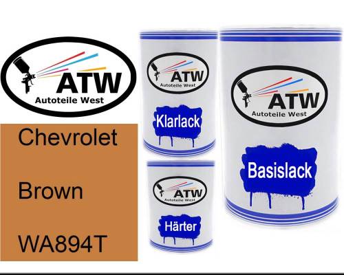 Chevrolet, Brown, WA894T: 500ml Lackdose + 500ml Klarlack + 250ml Härter - Set, von ATW Autoteile West.