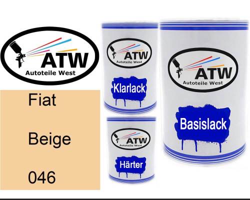 Fiat, Beige, 046: 500ml Lackdose + 500ml Klarlack + 250ml Härter - Set, von ATW Autoteile West.