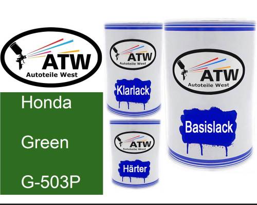 Honda, Green, G-503P: 500ml Lackdose + 500ml Klarlack + 250ml Härter - Set, von ATW Autoteile West.