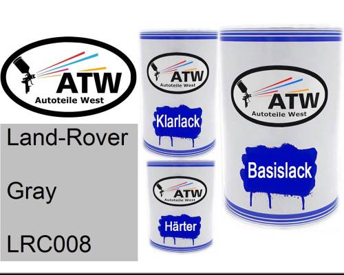 Land-Rover, Gray, LRC008: 500ml Lackdose + 500ml Klarlack + 250ml Härter - Set, von ATW Autoteile West.