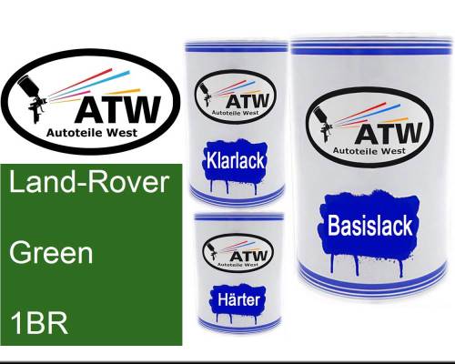 Land-Rover, Green, 1BR: 500ml Lackdose + 500ml Klarlack + 250ml Härter - Set, von ATW Autoteile West.