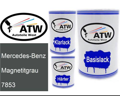 Mercedes-Benz, Magnetitgrau, 7853: 500ml Lackdose + 500ml Klarlack + 250ml Härter - Set, von ATW Autoteile West.