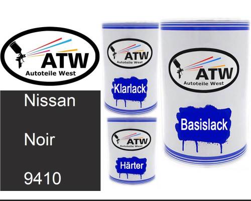 Nissan, Noir, 9410: 500ml Lackdose + 500ml Klarlack + 250ml Härter - Set, von ATW Autoteile West.