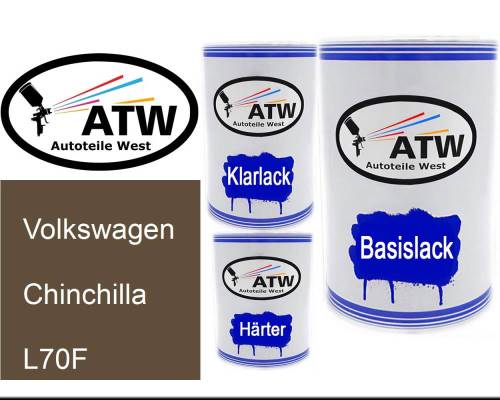 Volkswagen, Chinchilla, L70F: 500ml Lackdose + 500ml Klarlack + 250ml Härter - Set, von ATW Autoteile West.