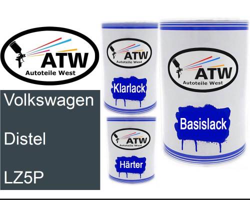 Volkswagen, Distel, LZ5P: 500ml Lackdose + 500ml Klarlack + 250ml Härter - Set, von ATW Autoteile West.