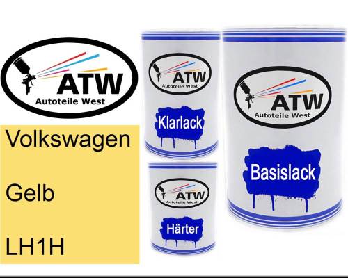 Volkswagen, Gelb, LH1H: 500ml Lackdose + 500ml Klarlack + 250ml Härter - Set, von ATW Autoteile West.