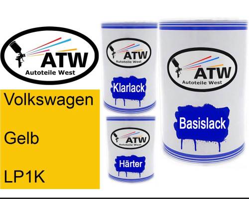 Volkswagen, Gelb, LP1K: 500ml Lackdose + 500ml Klarlack + 250ml Härter - Set, von ATW Autoteile West.