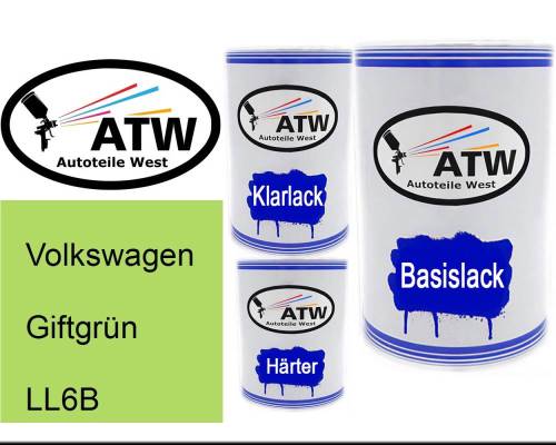 Volkswagen, Giftgrün, LL6B: 500ml Lackdose + 500ml Klarlack + 250ml Härter - Set, von ATW Autoteile West.