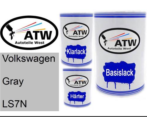 Volkswagen, Gray, LS7N: 500ml Lackdose + 500ml Klarlack + 250ml Härter - Set, von ATW Autoteile West.