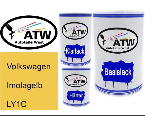 Volkswagen, Imolagelb, LY1C: 500ml Lackdose + 500ml Klarlack + 250ml Härter - Set, von ATW Autoteile West.