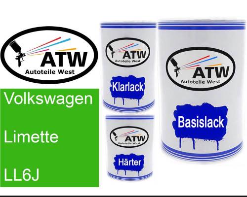 Volkswagen, Limette, LL6J: 500ml Lackdose + 500ml Klarlack + 250ml Härter - Set, von ATW Autoteile West.