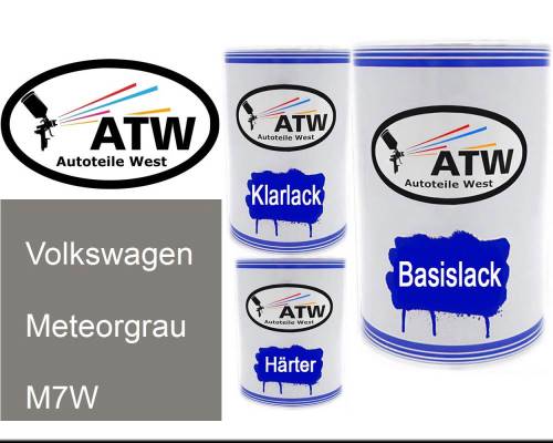 Volkswagen, Meteorgrau, M7W: 500ml Lackdose + 500ml Klarlack + 250ml Härter - Set, von ATW Autoteile West.