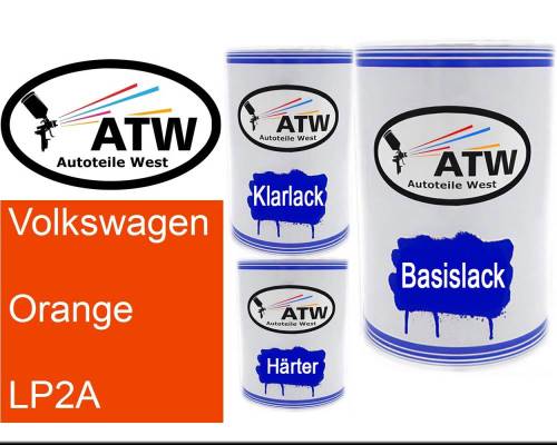 Volkswagen, Orange, LP2A: 500ml Lackdose + 500ml Klarlack + 250ml Härter - Set, von ATW Autoteile West.