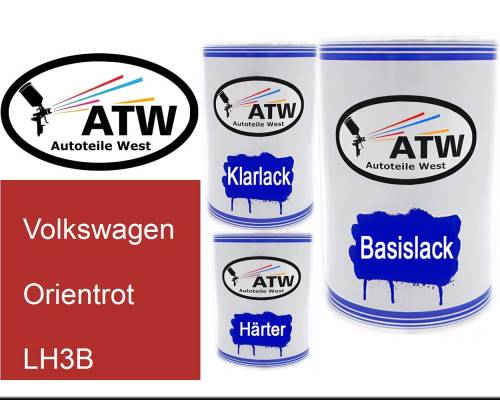 Volkswagen, Orientrot, LH3B: 500ml Lackdose + 500ml Klarlack + 250ml Härter - Set, von ATW Autoteile West.