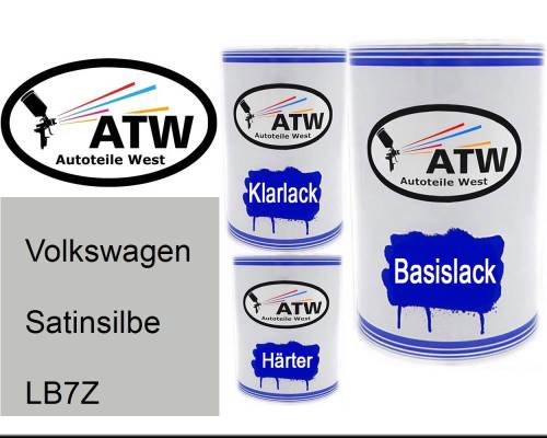 Volkswagen, Satinsilbe, LB7Z: 500ml Lackdose + 500ml Klarlack + 250ml Härter - Set, von ATW Autoteile West.