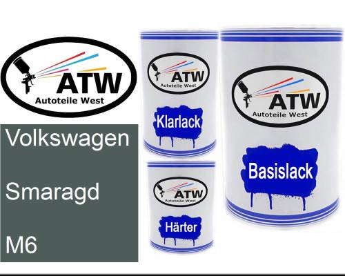 Volkswagen, Smaragd, M6: 500ml Lackdose + 500ml Klarlack + 250ml Härter - Set, von ATW Autoteile West.