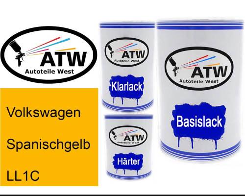 Volkswagen, Spanischgelb, LL1C: 500ml Lackdose + 500ml Klarlack + 250ml Härter - Set, von ATW Autoteile West.