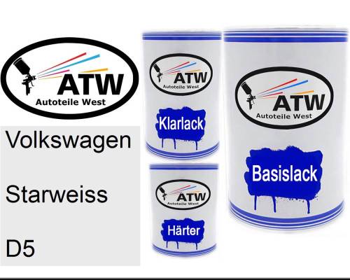 Volkswagen, Starweiss, D5: 500ml Lackdose + 500ml Klarlack + 250ml Härter - Set, von ATW Autoteile West.