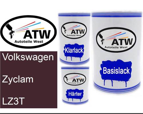 Volkswagen, Zyclam, LZ3T: 500ml Lackdose + 500ml Klarlack + 250ml Härter - Set, von ATW Autoteile West.