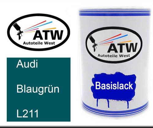 Audi, Blaugrün, L211: 500ml Lackdose, von ATW Autoteile West.