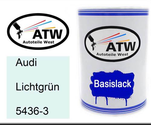 Audi, Lichtgrün, 5436-3: 500ml Lackdose, von ATW Autoteile West.