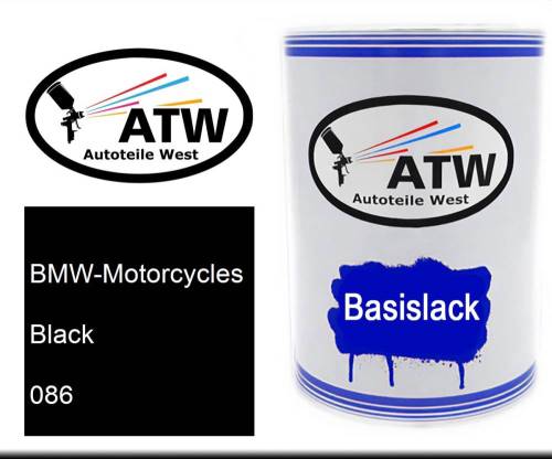 BMW-Motorcycles, Black, 086: 500ml Lackdose, von ATW Autoteile West.