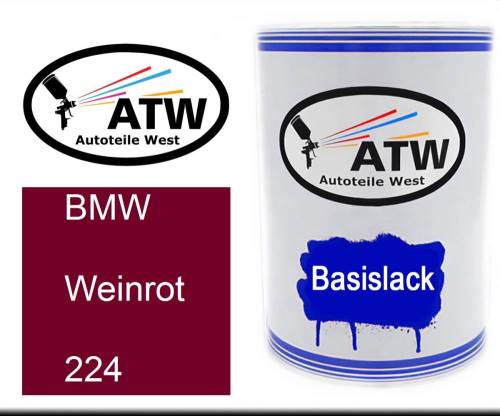 BMW, Weinrot, 224: 500ml Lackdose, von ATW Autoteile West.