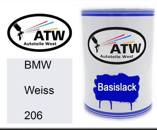 BMW, Weiss, 206: 500ml Lackdose, von ATW Autoteile West.