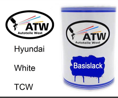 Hyundai, White, TCW: 500ml Lackdose, von ATW Autoteile West.