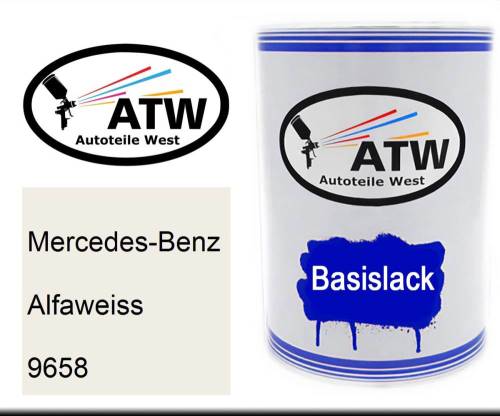 Mercedes-Benz, Alfaweiss, 9658: 500ml Lackdose, von ATW Autoteile West.