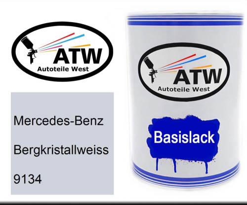 Mercedes-Benz, Bergkristallweiss, 9134: 500ml Lackdose, von ATW Autoteile West.