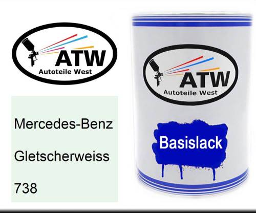 Mercedes-Benz, Gletscherweiss, 738: 500ml Lackdose, von ATW Autoteile West.