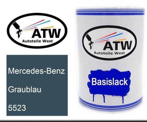 Mercedes-Benz, Graublau, 5523: 500ml Lackdose, von ATW Autoteile West.