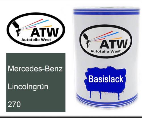 Mercedes-Benz, Lincolngrün, 270: 500ml Lackdose, von ATW Autoteile West.