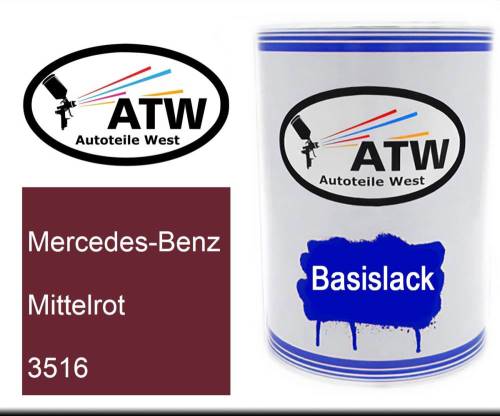 Mercedes-Benz, Mittelrot, 3516: 500ml Lackdose, von ATW Autoteile West.