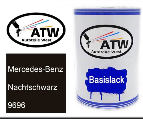 Mercedes-Benz, Nachtschwarz, 9696: 500ml Lackdose, von ATW Autoteile West.