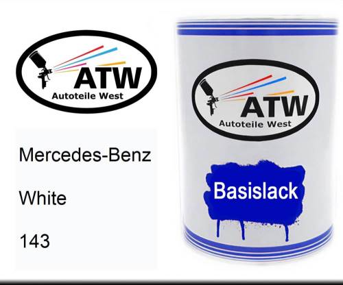 Mercedes-Benz, White, 143: 500ml Lackdose, von ATW Autoteile West.