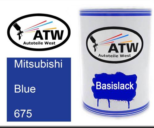 Mitsubishi, Blue, 675: 500ml Lackdose, von ATW Autoteile West.