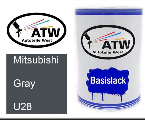 Mitsubishi, Gray, U28: 500ml Lackdose, von ATW Autoteile West.