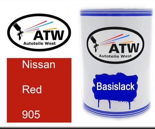 Nissan, Red, 905: 500ml Lackdose, von ATW Autoteile West.