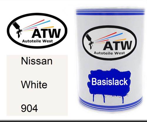 Nissan, White, 904: 500ml Lackdose, von ATW Autoteile West.