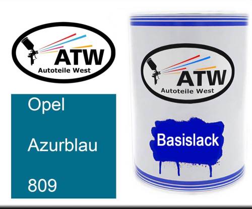 Opel, Azurblau, 809: 500ml Lackdose, von ATW Autoteile West.