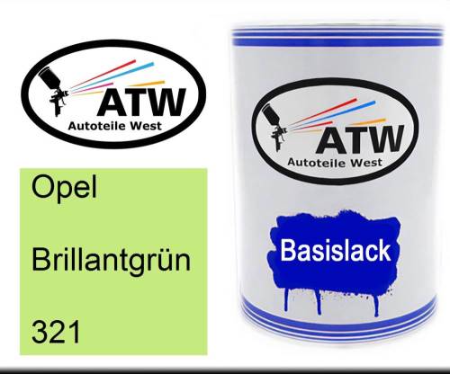 Opel, Brillantgrün, 321: 500ml Lackdose, von ATW Autoteile West.