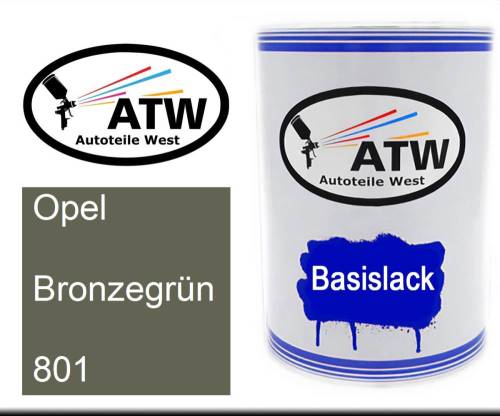Opel, Bronzegrün, 801: 500ml Lackdose, von ATW Autoteile West.