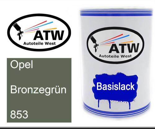 Opel, Bronzegrün, 853: 500ml Lackdose, von ATW Autoteile West.