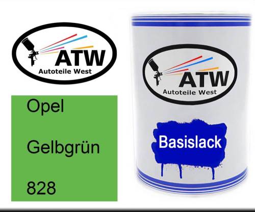 Opel, Gelbgrün, 828: 500ml Lackdose, von ATW Autoteile West.