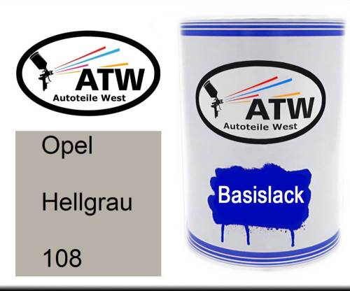 Opel, Hellgrau, 108: 500ml Lackdose, von ATW Autoteile West.