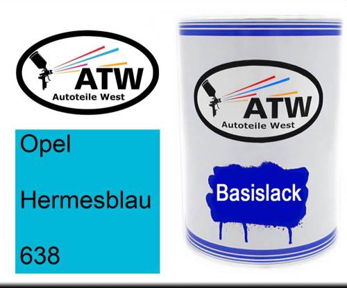 Opel, Hermesblau, 638: 500ml Lackdose, von ATW Autoteile West.