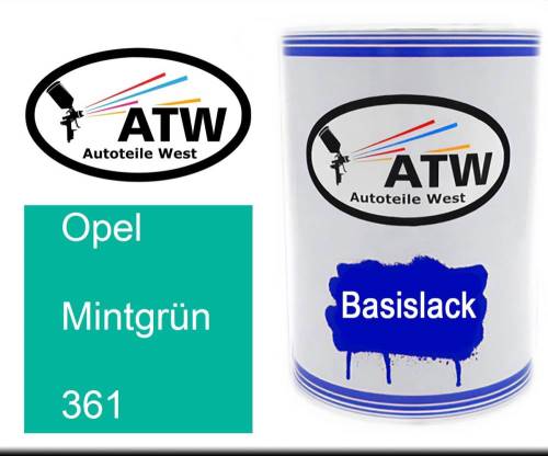 Opel, Mintgrün, 361: 500ml Lackdose, von ATW Autoteile West.