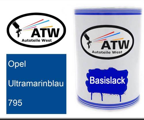 Opel, Ultramarinblau, 795: 500ml Lackdose, von ATW Autoteile West.